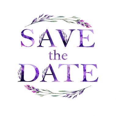 Tarihi çiçek sanatsal yazı teklif Kaydet. Çağdaş alfabesi tebrik kartı suluboya resim. Beyaz arka plan üzerinde izole. Afiş, kartı, düğün davetiyesi için mükemmel.