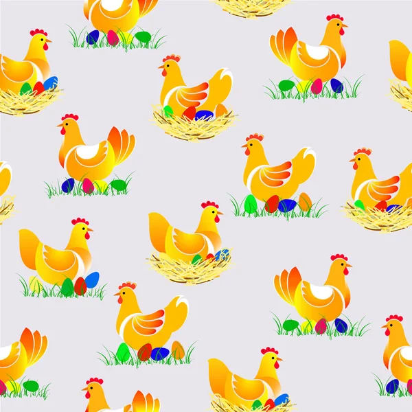 Vector illustration of chicken seamless pattern — Stock Vector