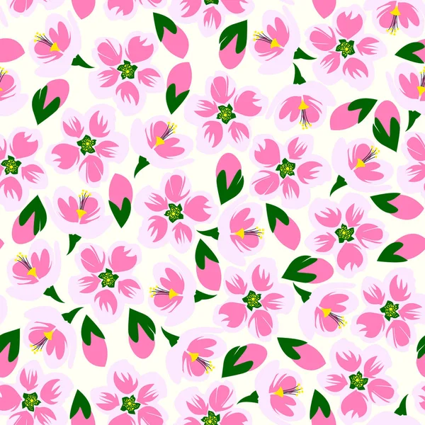 Vector illustration of seamless blossom pattern. — Stock Vector