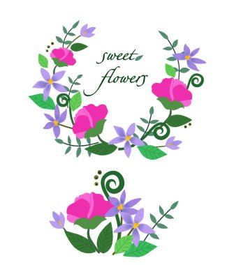 Vektör çizim renkli tatlı çiçekler