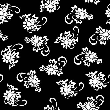 Siyah ve beyaz çiçek deseni vektör çizim