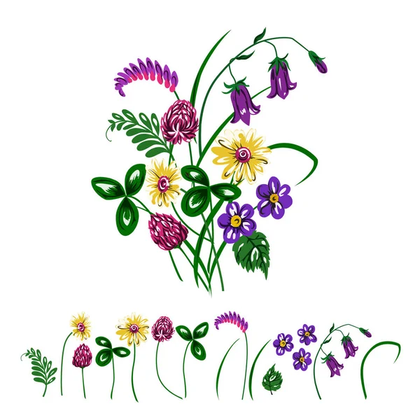 Illustration vectorielle du bouquet en fleurs sauvages . — Image vectorielle