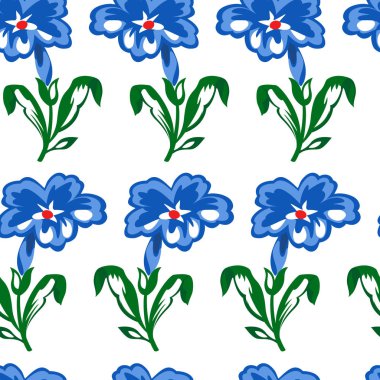 Mavi çiçekler Dikişsiz desen vektör çizim