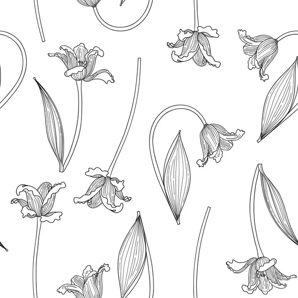 Векторная иллюстрация бесшовного рисунка тюльпанов — стоковый вектор