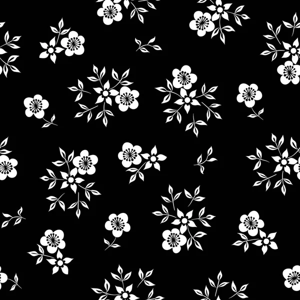 Illustration vectorielle de motifs sans couture de fleurs noires et blanches — Image vectorielle