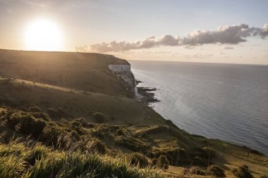 The White Cliffs of Dover in England at sunrise clipart