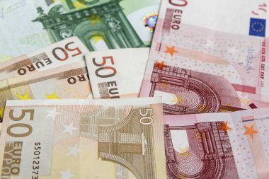 Avrupa para birimi. Çeşitli euro banknot arka plan