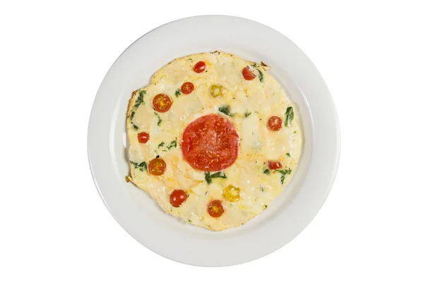 Omelette Diisi Dengan Bayam Dan Keju Dan Tomat — Stok Foto