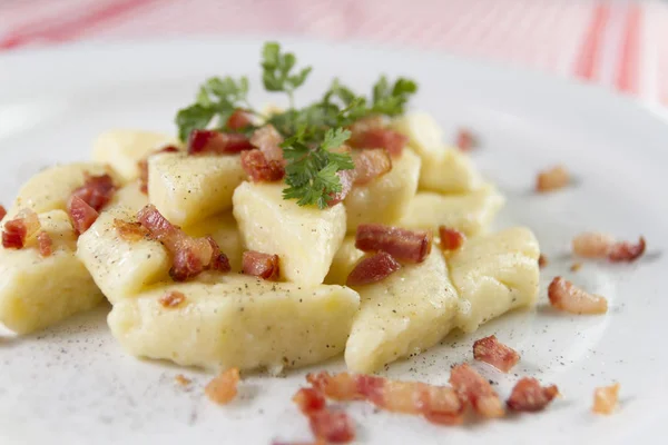 Gnocchi Queijo Casa Campo Caseiro Vareniki Kopytka Prato Tradicional Muitos — Fotografia de Stock