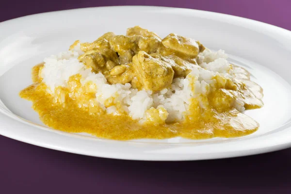 Einfaches Gericht Aus Indien Hühnerkorma Huhn Auf Einer Leicht Gewürzten — Stockfoto