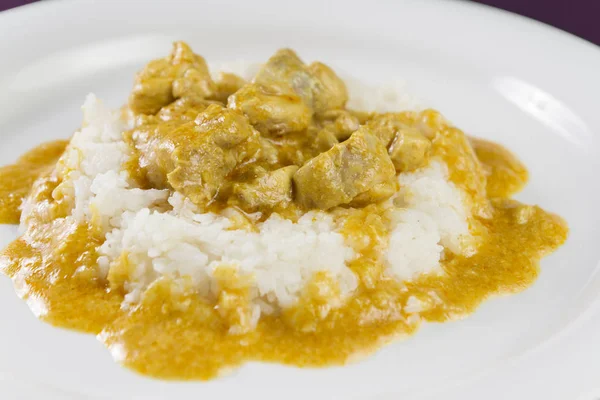 Plat Simple Inde Poulet Korma Poulet Sur Une Sauce Crémeuse — Photo