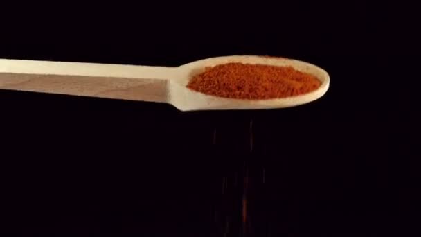 Een Lepel Rode Paprika Specerijen Voedselingrediënten — Stockvideo