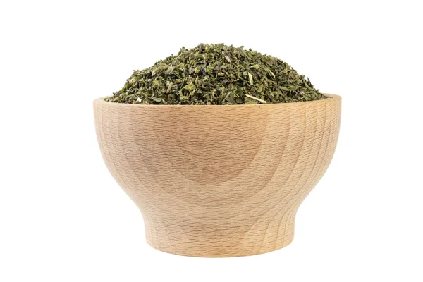 Dried Nettle Herb Latin Utricae Folium Wooden Bowl Isolated White Stock Picture