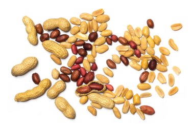 beyaz arkaplanda izole edilmiş yerfıstıkları