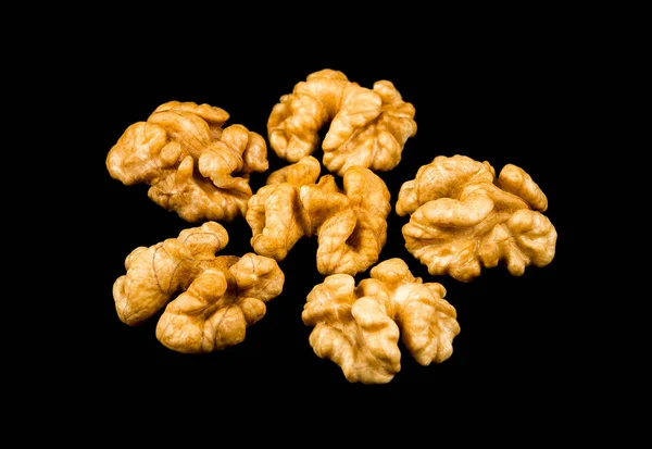 Walnuts Isolated Black Background — Stock Photo, Image