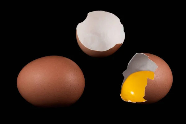 Ovos Isolados Sobre Fundo Preto — Fotografia de Stock
