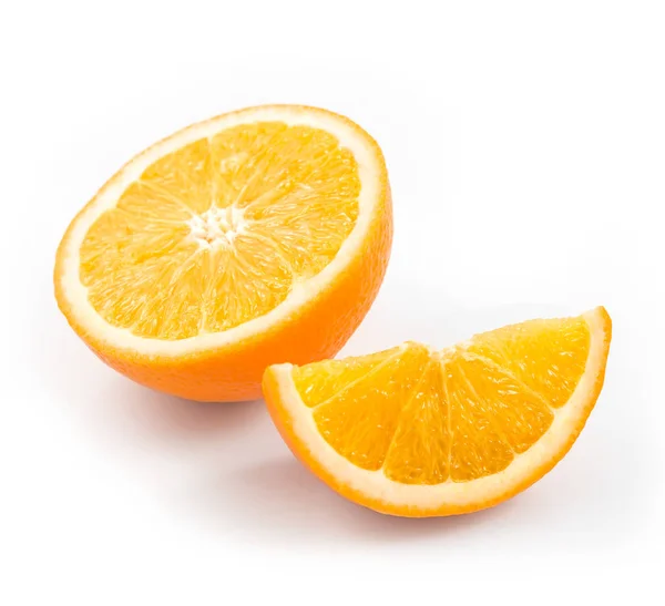 Helt Orange Frukter Och Orange Frukt Skivor Isolerad Vit Bakgrund — Stockfoto