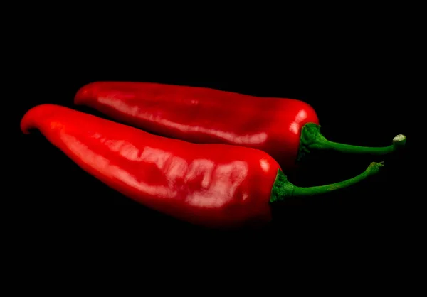 Red Hot Chili Peper Geïsoleerd Zwarte Achtergrond Knipsel — Stockfoto