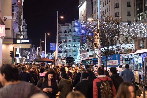 Crowded Street Full People Shopping Christmas — Stock Photo, Image
