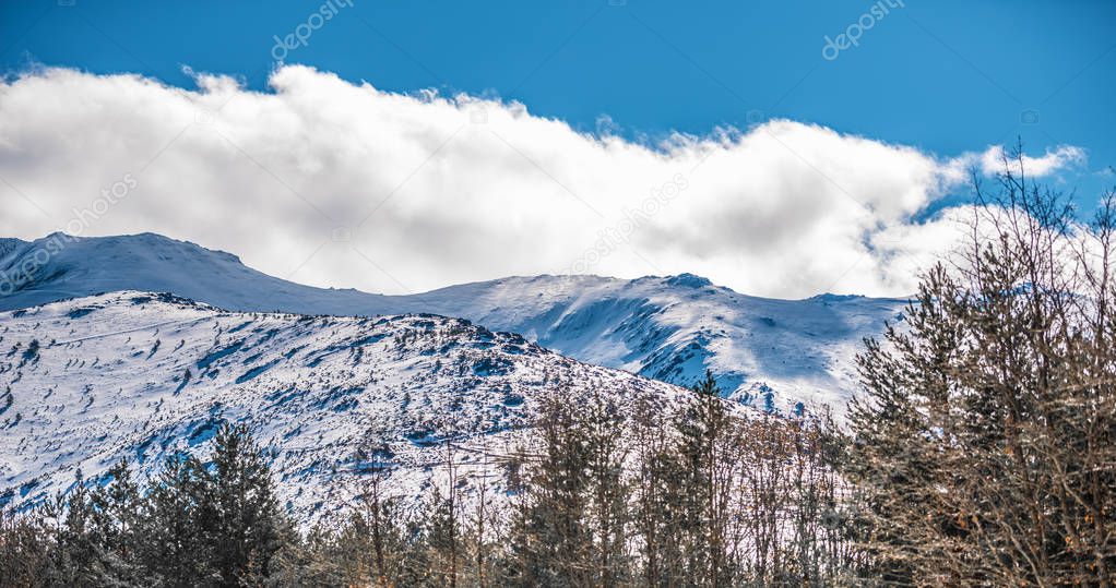 wonderful views landscape background of a winter snow mountain scene