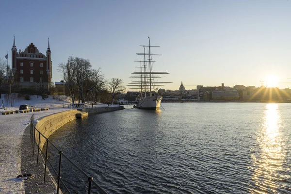 View River Boats Winter Day — Stock Photo, Image