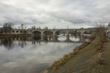 view of the european city with river