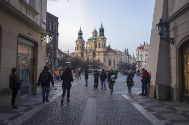 people walking in the european city