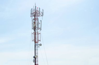 Mobile phone communication tower transmission  signal with blue  clipart