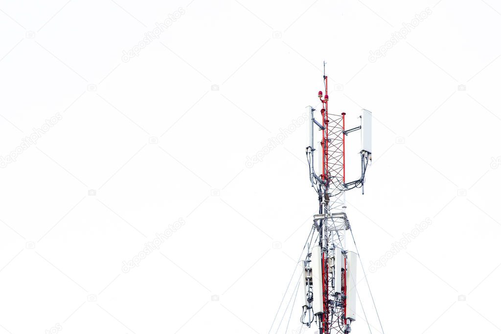 Mobile phone communication tower transmission  signal with blue 