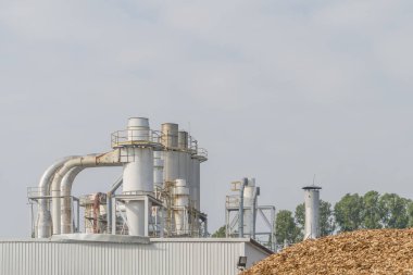 Biyokütle enerji santrali elektrik üretimi için talaş ile