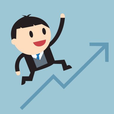 Grafik büyüyen üzerinde işadamı 