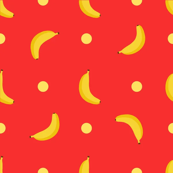 Modello di banana senza soluzione di continuità su sfondo rosso — Vettoriale Stock