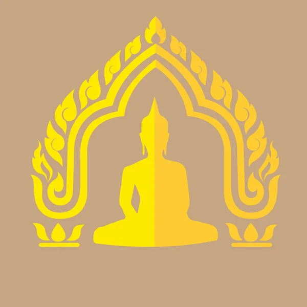 Boeddha getrokken Thaise traditionele kunst en Thaise lijnstijl — Stockvector