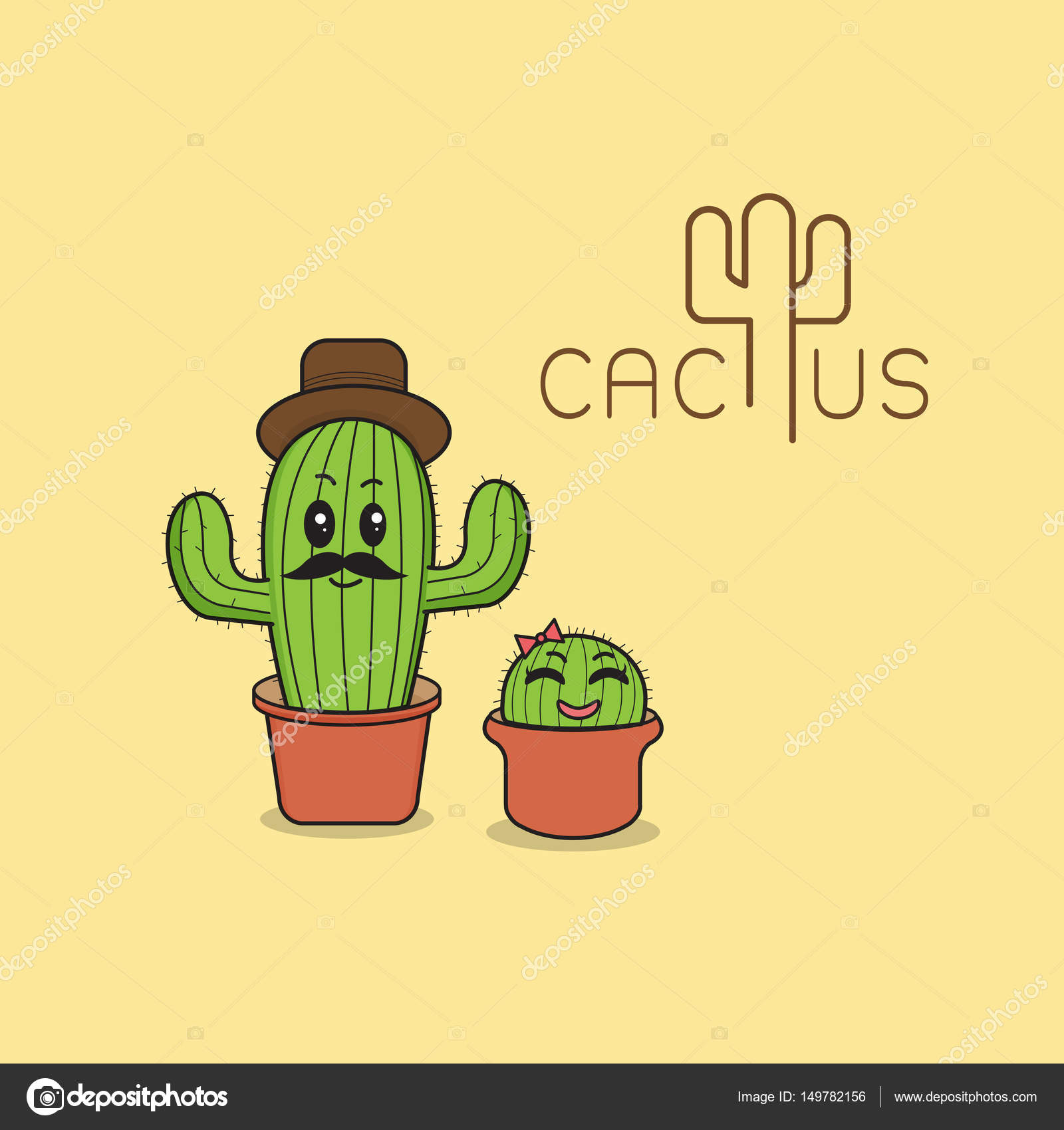 Cute cactus cartoon character — Stock Vector © comartboy5 #149782156