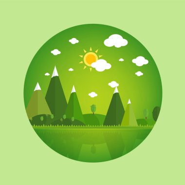 Yaz manzara. Dağlarda sabah peyzaj