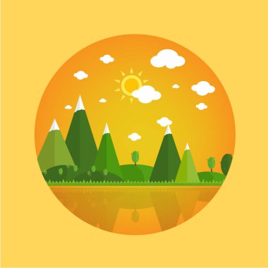 Yaz manzara. Dağlarda sabah peyzaj