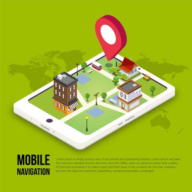 3D izometrik mobil Gps navigasyon kavramı