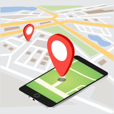 3D izometrik mobil Gps navigasyon haritaları düz