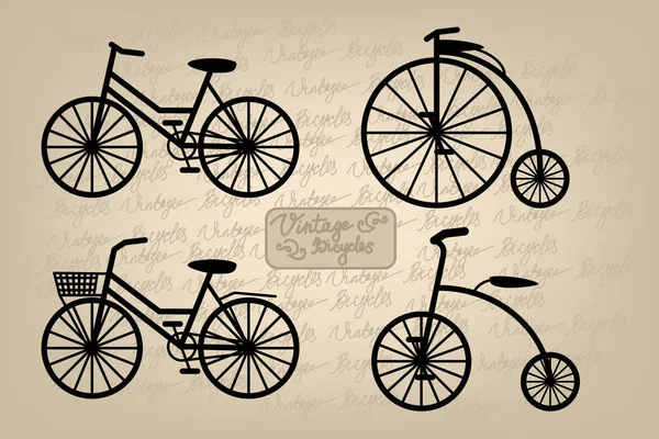 Conjunto de bicicletas retro — Vector de stock