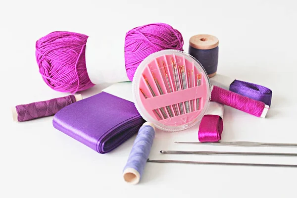 Purple needlework tools photo — Stock Photo, Image