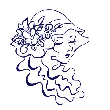 Tek renkli kadın yüz retro tarzı