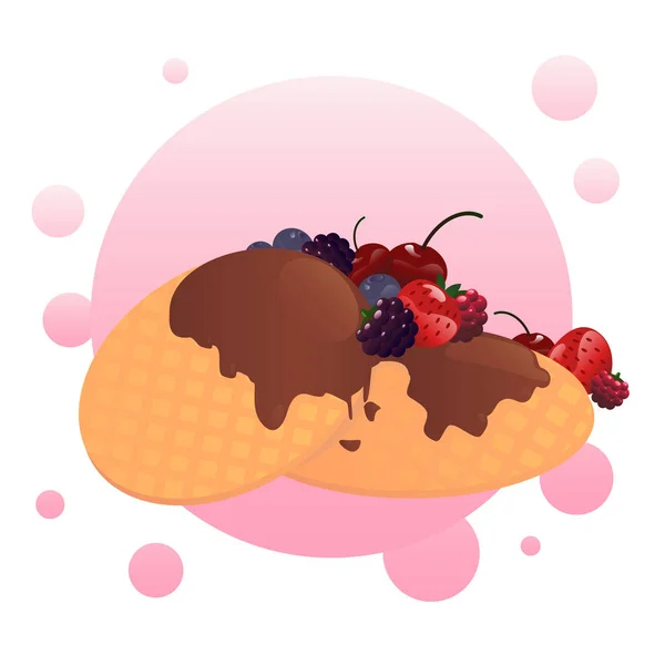 Waffeln und Beeren Vektor Illustrator — Stockvektor