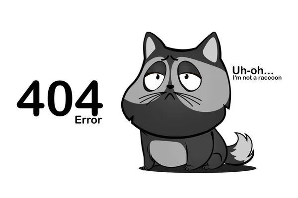 404 Erreur Cat Racoon — Image vectorielle