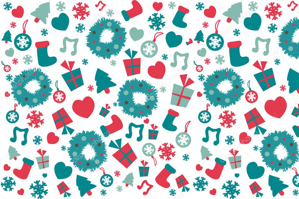 White Christmas pattern with toys