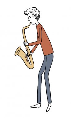 Saksafon çalan bir adam.