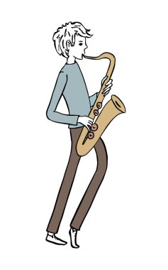 Saksafon çalan bir adam.