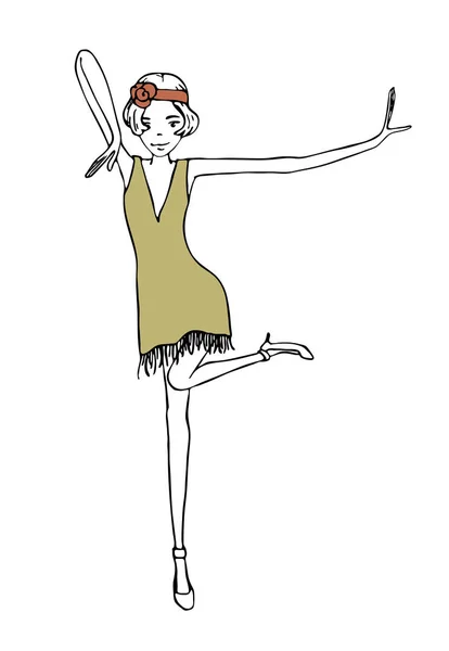 Dança menina vintage ilustração —  Vetores de Stock