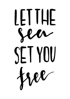 Deniz hakkında güzel teklif. Modern fırça hat. Deniz yazı