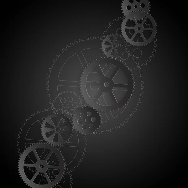 White gears ooa black — Stock Vector