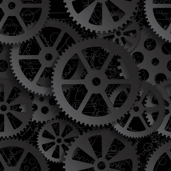 Black gears seamless — Stock Vector